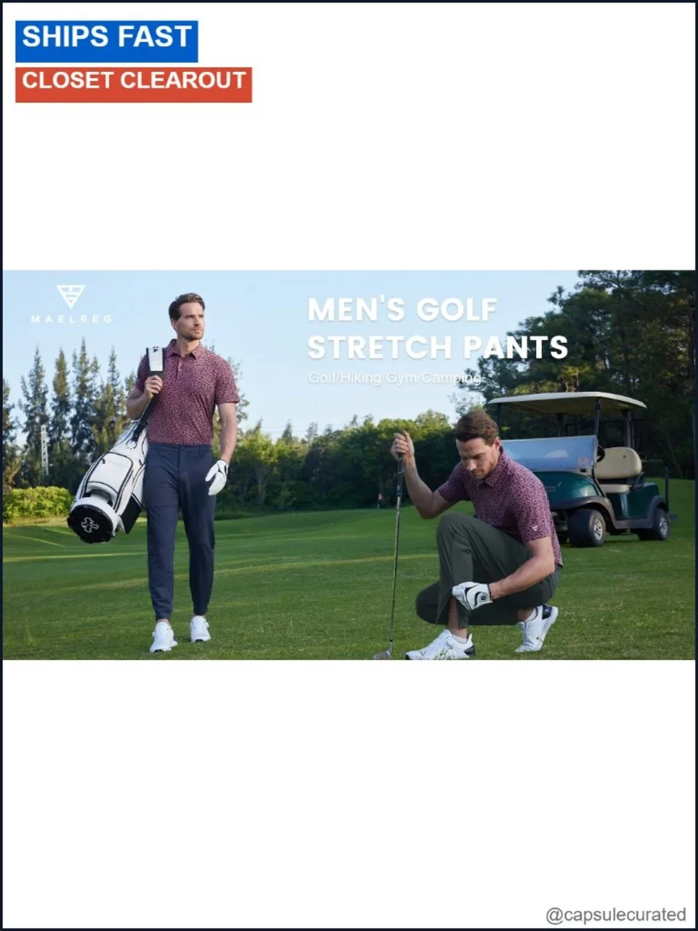 Men's Golf Joggers Stretch Quick Dry 4-Pocket Ankle Zip Pants